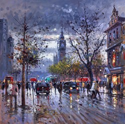 Busy London III by Henderson Cisz - Original Painting on Box Canvas sized 22x22 inches. Available from Whitewall Galleries